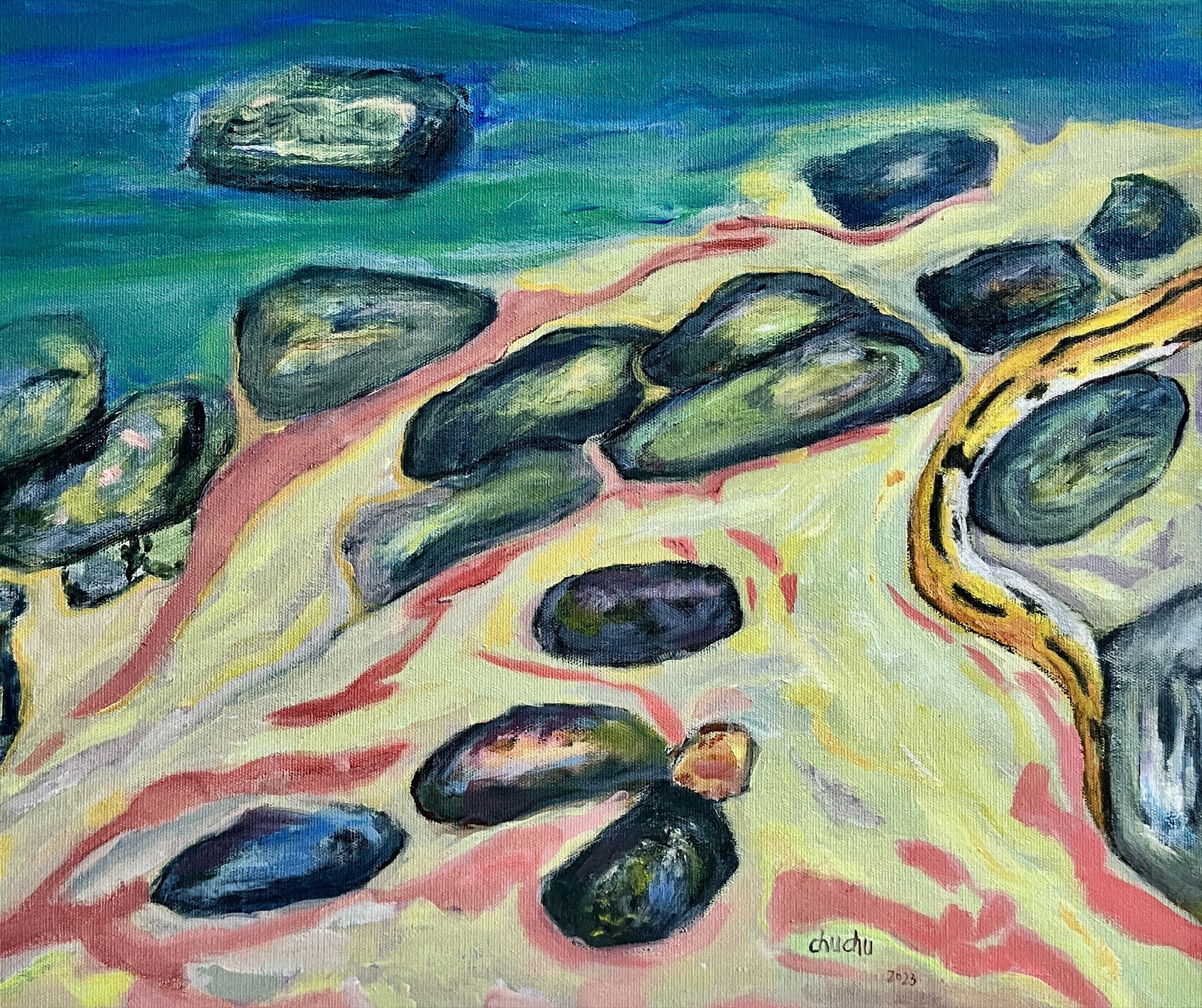 underwater #16, Acrylic, 50 × 60 cm, by chuchu