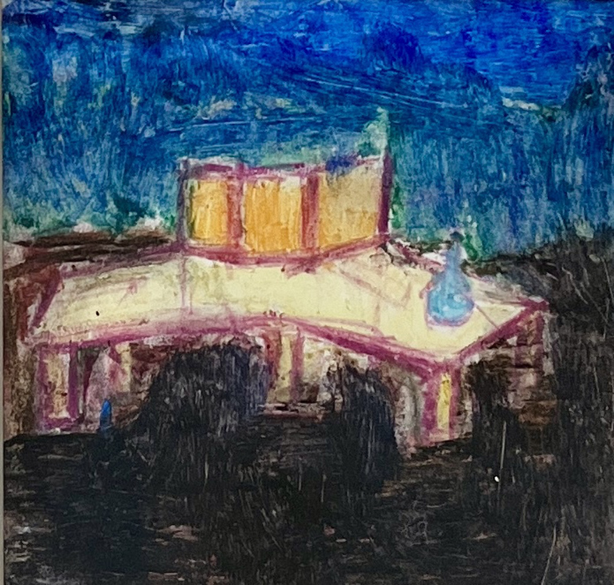 trees #6, Oil pastel, 10 × 10 cm, by chuchu