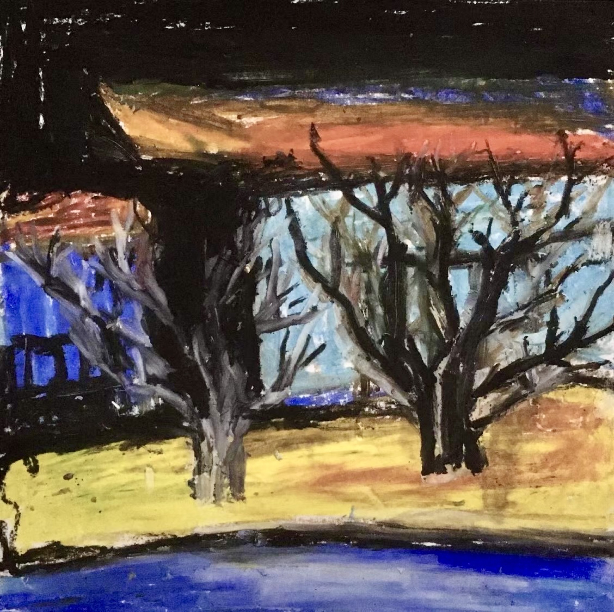 trees #7, Oil pastel, 10 × 10 cm, by chuchu
